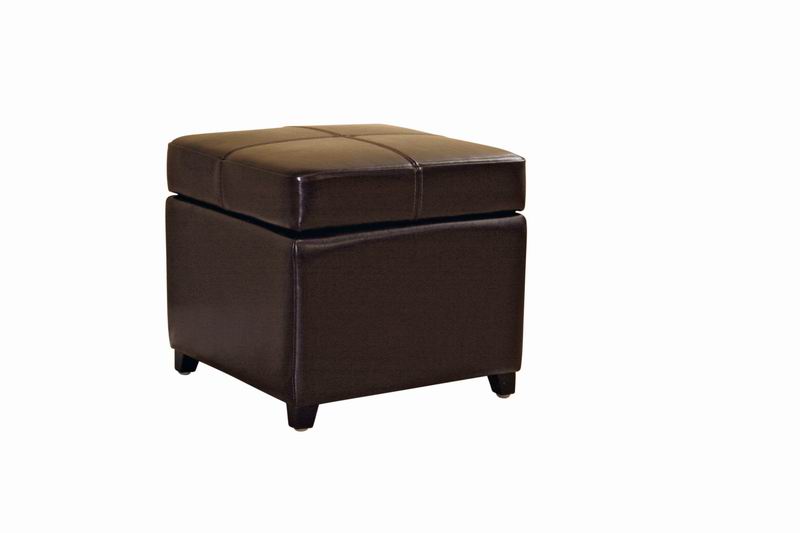 Dark Brown Full Leather Storage Cube Ottoman Wholesale Interiors